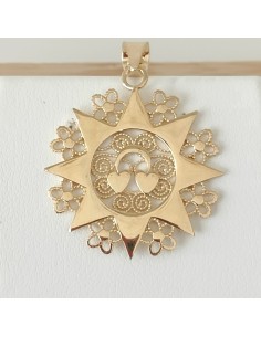 Ciondolo Presentosa 2,5cm 2 Cuori ORO 9 Kt RL