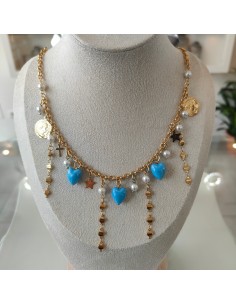 Girocollo con Charms Pendenti Azzurri Think Positive