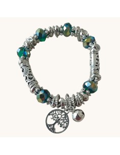 Bracciale Acciaio Elastico con Perline e Charms Think Positive