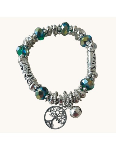 Bracciale Acciaio Elastico con Perline e Charms Think Positive