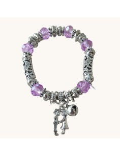 Bracciale Acciaio Elastico con Perline e Charms Think Positive
