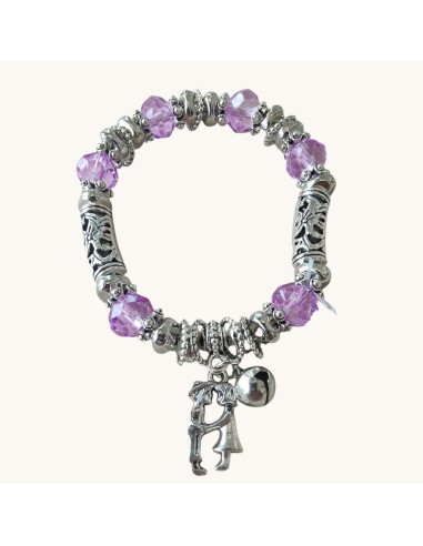 Bracciale Acciaio Elastico con Perline e Charms Think Positive