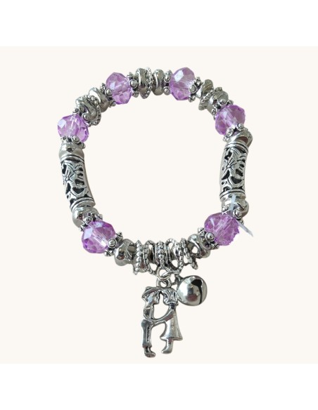 Bracciale Acciaio Elastico con Perline e Charms Think Positive