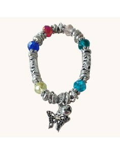 Bracciale Acciaio Elastico con Perline e Charms Think Positive