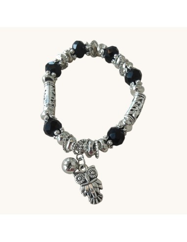 Bracciale Acciaio Elastico con Perline e Charms Think Positive