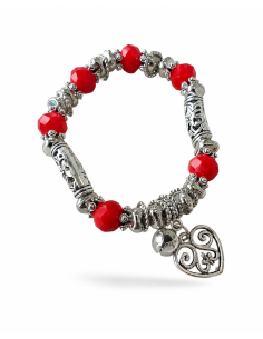 Bracciale Perline Rosse Think Positive con Charm Acciaio