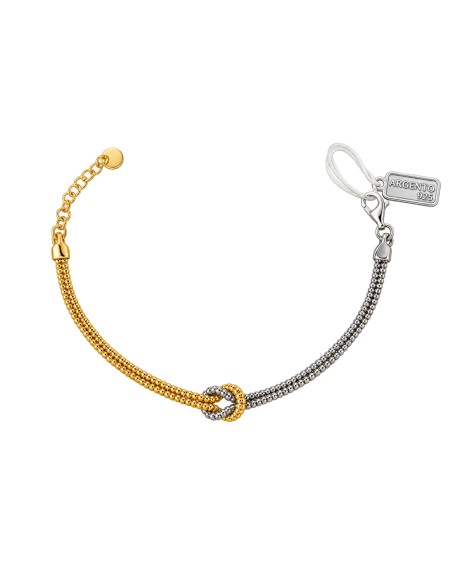 Bracciale Nodo Bicolore Sottile Argento 925 Think Positive