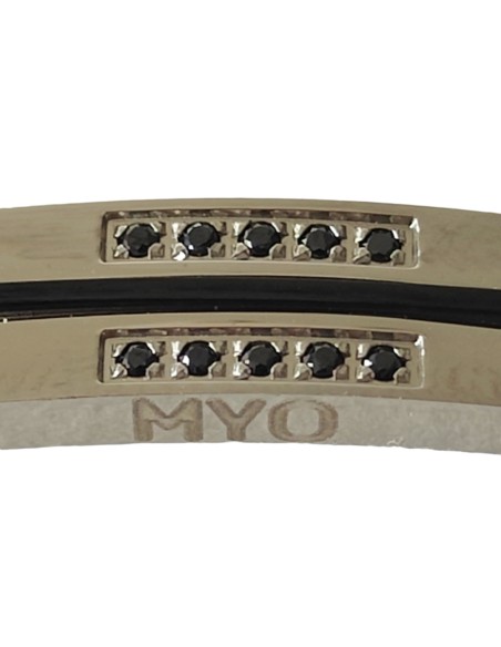 Bracciale Uomo in Acciaio con strass neri Myo