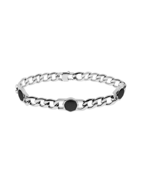 Bracciale in acciaio Gourmette con carbonio 1One