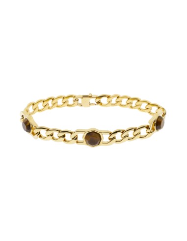 Bracciale in acciaio Gourmette dorata con pietre 1One