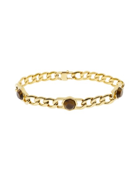 Bracciale in acciaio Gourmette dorata con pietre 1One