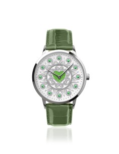 Orologio Presentosa in pelle verde con 1 Cuore RL
