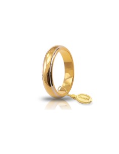 Fede Classica 7gr Oro Giallo e Bordi Rodiati Bianchi Unoaerre