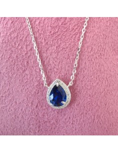 Girocollo Goccia Blu' Zaffiro e Zirconi Bianchi Evidence