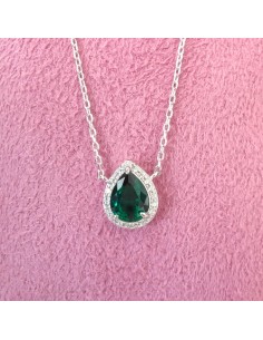 Girocollo Goccia Verde Smeraldo e Zirconi Bianchi Evidence