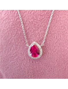 Girocollo Goccia Rosso Rubino e Zirconi Bianchi Evidence