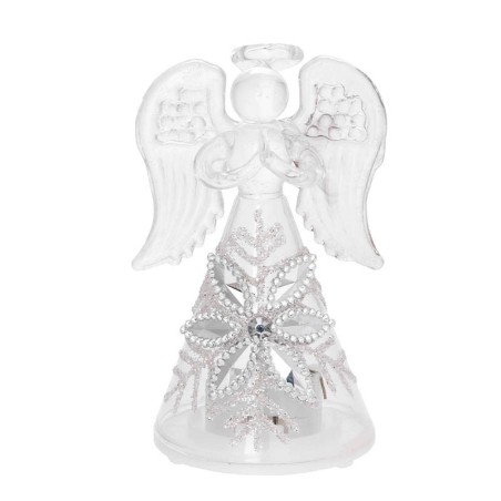 Angelo Vetro Bianco Decoro Argento con Luci Led Bagutta