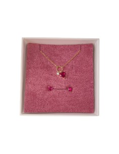 Completo Girocollo più Orecchini Gold Cuore Rosso Evidence