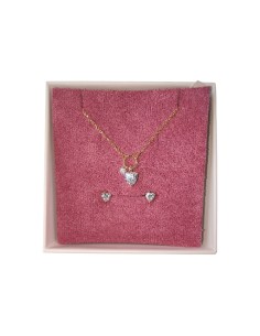Completo Girocollo più Orecchini Gold Cuore Bianco Evidence