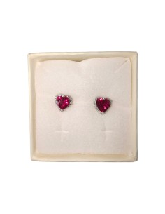 Orecchini Cuore Rosso Rubino e Zirconi Bianchi  Evidence