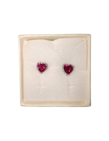 Orecchini Cuore Rosso Rubino e Zirconi Bianchi  Evidence