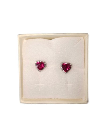 Orecchini Cuore Rosso Rubino e Zirconi Bianchi  Evidence