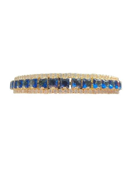 Bracciale Tennis Semirigido Pietre Blù e Bianco CUBA
