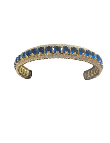 Bracciale Tennis Semirigido Pietre Blù e Bianco CUBA
