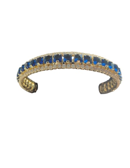 Bracciale Tennis Semirigido Pietre Blù e Bianco CUBA