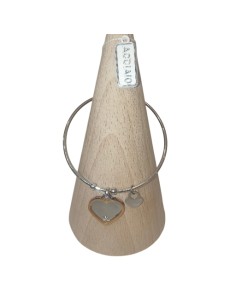 Bracciale Rigido Acciaio con Cuore Pendente CUBA