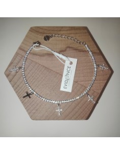 Bracciale Tennis in Argento con Croci Pendenti Evidence