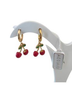 Orecchini Cerchio in Acciaio con Pendente Ciliegia Think Positive