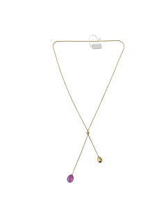 Girocollo Acciaio Saliscendi con Pietra Lilla Think Positive