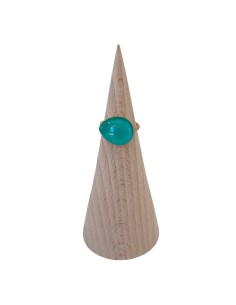 Anello in Acciaio dorato con Pietra Verde Think Positive