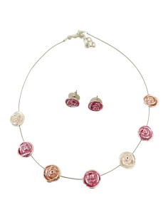 Girocollo cavetto in Acciaio e Orecchini con Rose Think Positive