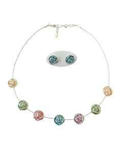 Girocollo cavetto in Acciaio e Orecchini con Rose Think Positive