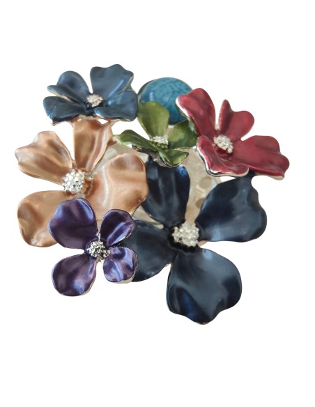 Spilla in acciaio magnetica con Fiori Smaltati Think positive