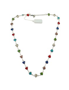 Girocollo in Acciaio con Pietre Colorate a Cuore Think Positive