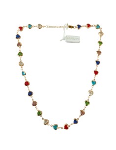 Girocollo In Acciaio dorato con Pietre Colorate a Cuore Think Positive