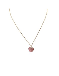 Girocollo in Acciaio dorato con Cuore Smaltato Fucsia Think positive