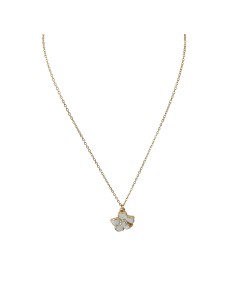 Girocollo in Acciaio dorato con Fiore Bianco Think Positive