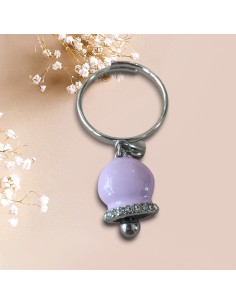 Anello Campanella Lilla in Acciaio Think Positive