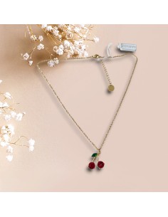 Girocollo Ciliegia Zirconi Rossi in Acciaio Think Positive