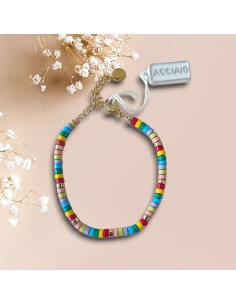 Bracciale in Acciaio Rondelle Smaltate Colorate Think Positive