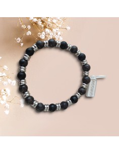 Bracciale Uomo di Pietra Ossidiana e acciaio Think Positive