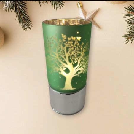 Lampada Vetro Verde  Albero Vita e Luce Led Bagutta