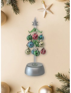 Alberello in Vetro Soffiato con Palline e Luci Led InfinityOro